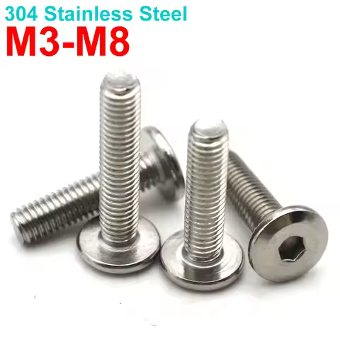 2-20Pcs M3 M4 M5 M6 M8(304 A2 Stainless Steel)Allen Hex Hexagon Socket Large Flat Head Furniture Riv