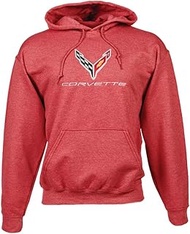 C8 Corvette Next Generation Embroidered Sweatshirt Hoodie (X-Large, Red)