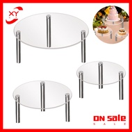 XY 3 Pcs Cake Stand, Cake Display Stand, 8, 10, 12 Inch Clear Cake Display Stand With High Metal Legs, Heat-resistant