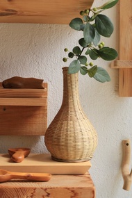 竹編系列 | 細頸花瓶 | 花器 | 茶席 中式氛圍裝飾 | 傳統竹編