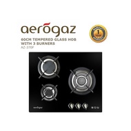 Aerogaz 60cm Tempered Glass Gas Hob with 3 Burners AZ-370F