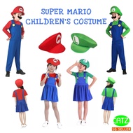 Super Mario Kid's Costume Mario Luigi Children's Day Party Costume LuigiBros - CATZSG Local Seller
