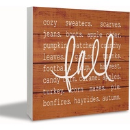 KEUSPI Fall Signs for Home Decor Fall Decorations Autumn Farmhouse Wood Sign Plaque Autumn Desk Deco