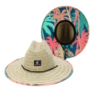 2024 New Lifeguard Hat Straw Weave Lady Summer Beach Sun Hat Outdoor Printing Wide Brim Panama Hat S