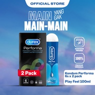 Durex Performa 6s x 2pcs + Lube 100ml - Kondom Tahan Lama Pria
