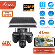 True 4 PTZ 4 Screens 24/7 AOV Recording 4G LTD Home Security Cameras 2*8W Solar Panel Waterproof Bat