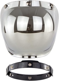 Universal 3 Snap Button R Motorcycle Bubble Visor Wind Shield PC  Vintage Open Face Helmet with Fram