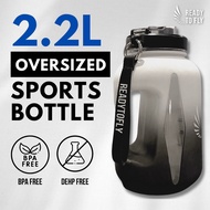 2.2L Oversized Sports Water Bottle | BPA FREE | Black White | Outdoor Gym Fitness Water Bottle | Rea