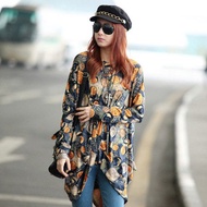 Trendy Coins Design Batwing Long Sleeve Top