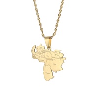 Venezuela Map With Cities Pendant Necklaces Silver Color/Gold Jewelry Venezuelan Jewellery