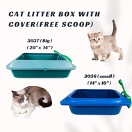 [Free 1 Scoop] Cat Litter Box With Cover (Random Colour)