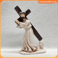 [WishshopeehhhMY] Cross Figurine Resin Christian Sculpture Religious Ornament for Holiday Celebratio