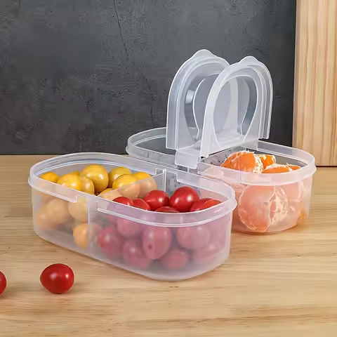 Butter Block Cheese Slices Storage Box Refrigerator Fruit Vegetable Crisper Double Open Flap Food St