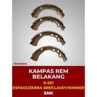 REAR BRAKE PADS SNK ESPASS/ZEBRA S89/CLASSY/WINNER - Part Number K-021
