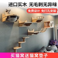 Cat Climbing Frame Wall-Mounted Solid Wood Wall-Mounted Cat Litter Cat Tree Integrated Cat Climber Space Capsule Non-Occupied Wall-Mounted Cat Climbing Column