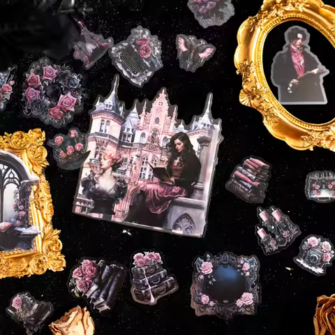 Mr. Paper, 6 Styles Black World Pet Sticker Pack, Handbook Stickers, Student Stationery Decorative S