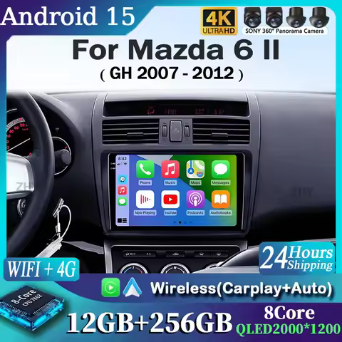 For Mazda 6 II GH 2007 - 2012 Android 15 12+256GB 4G WIFI Car Radio Carplay Auto Multimedia Stereo V