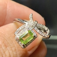 [Certificate] Olivine Stone Adjustable Ring (4x6mm+-) Silver plated【证书】橄榄石戒指 (镀银)-可调节 带证书 一物对一证的真证书 