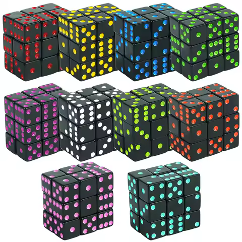 6 Sided Square Corner Dice 16mm D6 with Standard Dots Game Dice for Board Games, Casino Games & Tabl