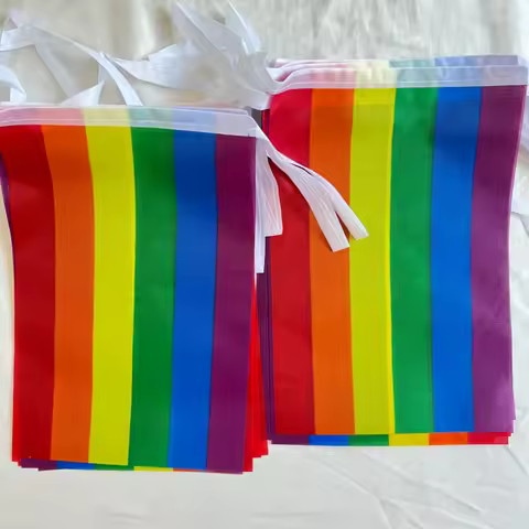 LGBT Rainbow Flag 14x21cm Polyester Standard Flag Gay Pride Peace Flags 20 Pcs Gay Pride String Flag