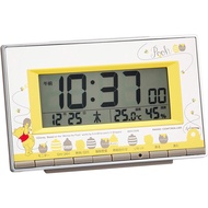 JAPAN Rhythm  Pooh  Alarm Clock Radio Clock with Temperature and Hygrometer Rhythm Clock 8RZ133MC08 4 x 14.6 x 9.4 cm