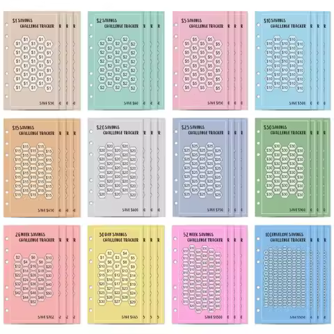 A6 100 Envelopes Eave Money, 52 Weeks Save Challenge, 30 Days Save, Euros USD Cash Envelopes Budget 