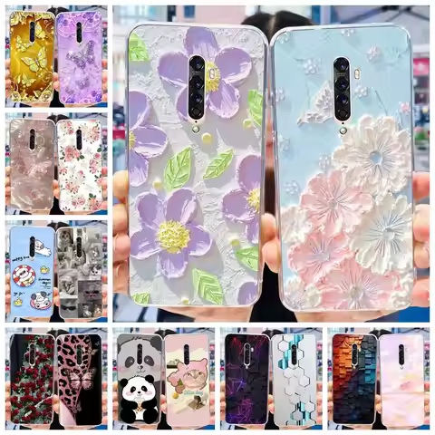 For OPPO Reno 2 2F 2Z Case CPH1945 CPH1951 CPH1989 CPH1907 Shockproof Cover Popular Flower Soft Sili