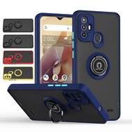 For  ZTE Blade A52 Transparent Matte Case Ring Stand Shockproof Cover