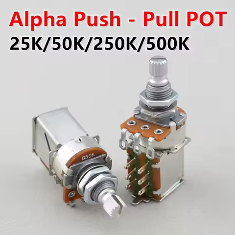 1 Piece Alpha Push Pull Potentiometer(POT) For Electric Guitar Bass KR(Origin) 25K/B50K/250K/500K