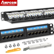 AMPCOM Patch Panel, CAT5E/CAT6 1U/2U 24-Port/48-Port Rackmount or Wallmount Punch Down Patch Panel,5