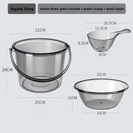 Thick Transparent Grey Timba Tabo Basin Set Bucket Dipper Home Kitchen Bathroom