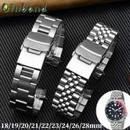 Stainless Steel Watchband 18mm 20mm 21mm 22mm 23mm 24mm 26mm for Seiko SKX007 009 Series Replacement Soild Strap Bracelet  Men's Watches Accessories Black Bracelet Five-bead With logo