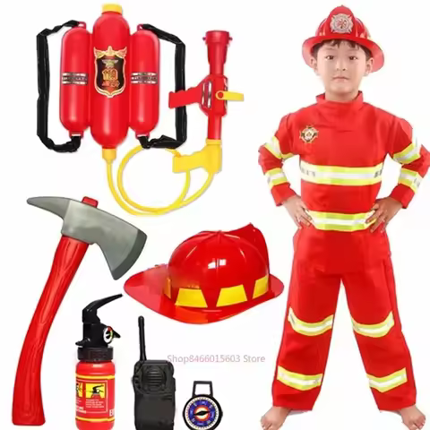 Halloween Firefighter Uniform Sam Fireman Role Work Clothing Suit Cosplay Costume Party Costume Gift