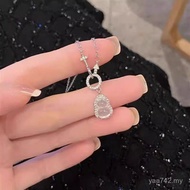 Niche New Chinese Necklace High-End New Style S999 Clavicle Chain Interlocking Yumei Zircon Chalcedo