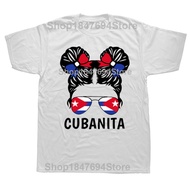 Funny Cubanita Cuban Girl Flag Graphic 100% Cotton T-shirts Men Womens Fashion Casual Tshirt Loose O