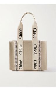 Chloe woody medium embroidered linen canvas tote 代購 八五折