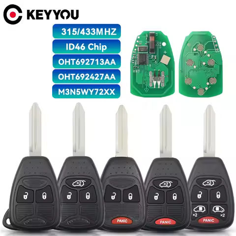KEYYOU 2/3/4/5/6 Buttons Remote Car Key 315/433MHz M3N5WY72XX For Jeep Chrysler Town/Country For DOD