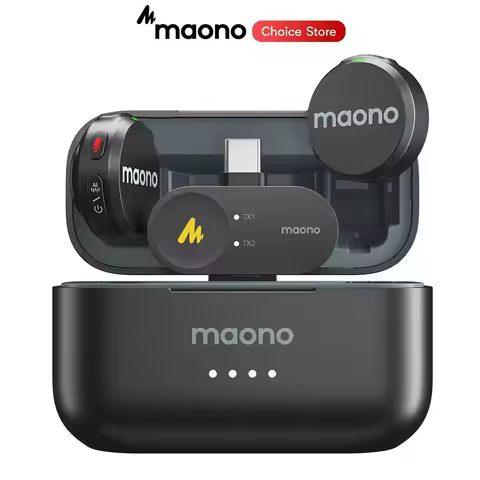 MAONO Wave T5 Wireless Lapel Microphone Voice Filter Noise Cancellation Mic for Video Recording Stre