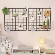 Grid Shelf Wall Hole Board Storage Shelf Perforation-Free Barbed Wire Decorative Photo Wall Display 