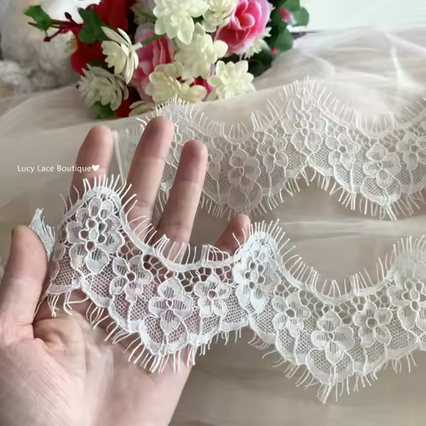 8CM Wide Small Delicate Cord Eyelash Lace Trim Border Trimming Lace Dress Clothing DIY Sewing Access