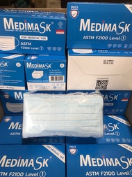 Medimask ASTM Lv1 x1box.💙สีฟ้า (บรรจุ 50 ชิ้น) เกรดทางการแพทย์ 💥พร้อมส่ง💥