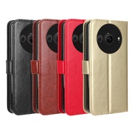 Suitable for Sharp R8 Phone Case Sharp Aquos R8 Pro Phone Leather Case Flip Card Wallet Crazy Horse 