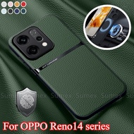 Luxury Leather Magnetic Car Holder Casing For OPPO Reno14 F Reno 14 Pro 14F 5G Phone Case Shockproof