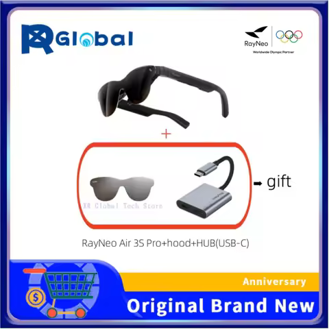 RayNeo Air 3S Pro smart AR glasses, equivalent to 4 meters 135 inches, 3D surround sound, 120Hz.And