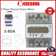 Power Meter 220/380V 5-80A Energy Consumption Digital Electric Power Meter 3 Phase 4P KWh Meter with