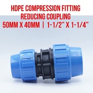 THNK Socket Reducer Coupler 50mm x 40mm 1-1/2" to 1 1/ 4" HDPE Pipe Connection Fitting | 1 1/ 2 to 1