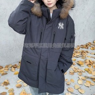 MLB 2nd Generation White Duck Down Jacket Mid-Length Thickened Hooded Fur Collar Outdoor Couple Men 