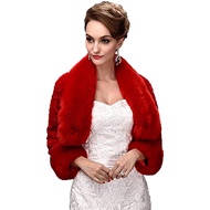 Women's Winter Faux Fur Wedding Jacket for Bride Wrap Shawl Bolero Jacket