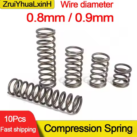 10Pcs/Lot 0.8mm 0.9mm Micro Small Compression Spring OD 5/6/7/8/9/10/11/12/13/14/15/16mm Length 5mm 