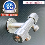 SUS304 STAINLESS STEEL QUATER TURN TWO WAY ANGLE STOP VALVE/ 2 WAY TAP WATER CONTROL